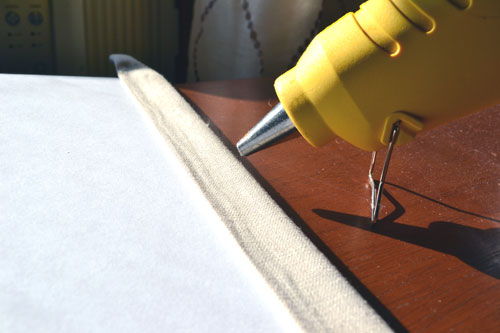 Hot Gluing Linen To Guest Book
