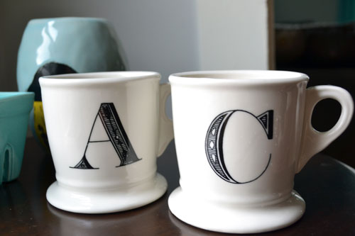 Anthropologie Monogram Mugs