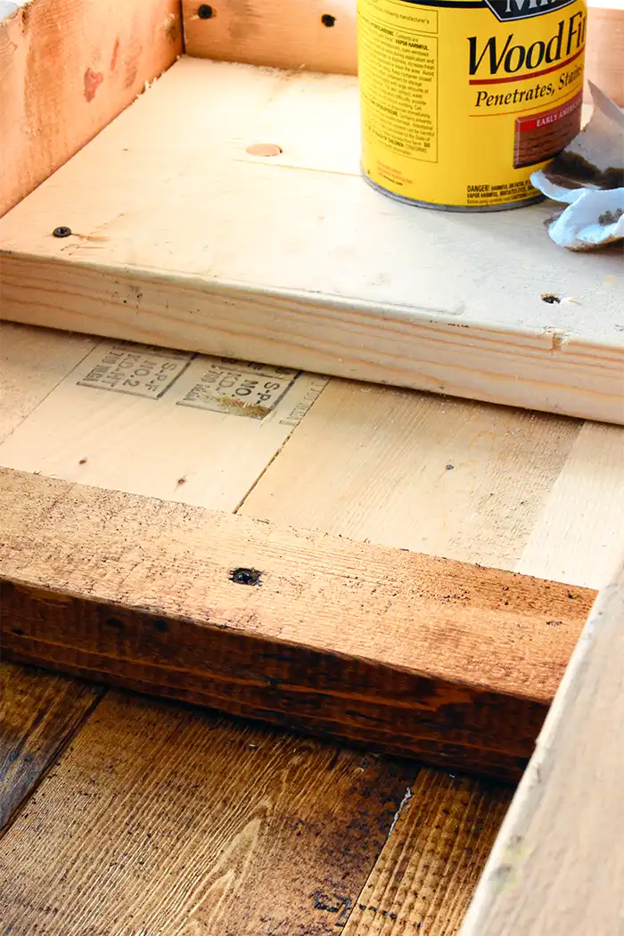Entry bench staining with Minwax shade Early American