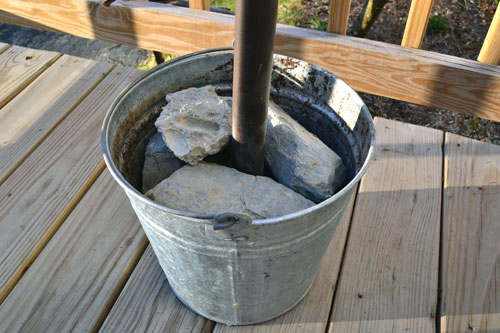 DIY Umbrella Stand Cement Blocks In A Bucket