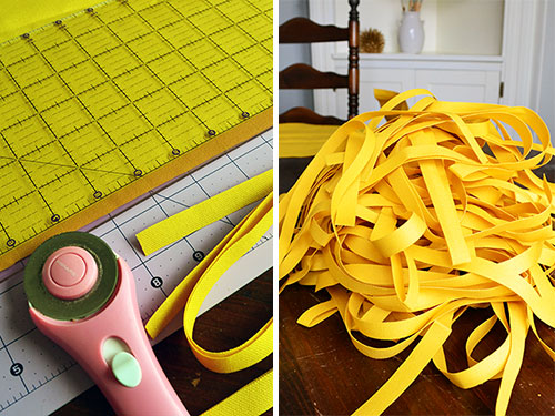 Cut Quarter Inch Strips Of Fabric For Rosettes