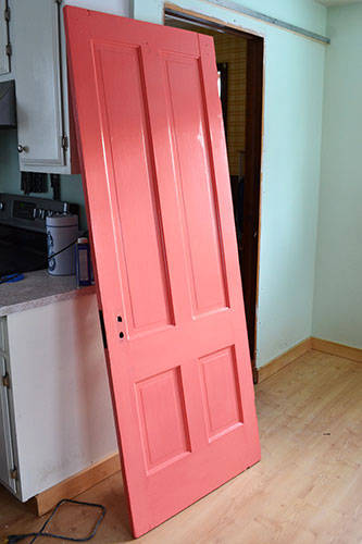 Coral Painted Bedroom Door