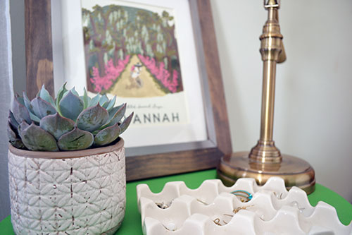 Nightstand Accessories And White Ceramic Egg Tray