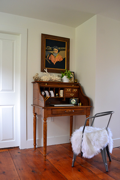 Small Vintage Rolltop Desk In Hallway Nook