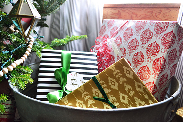 Christmas Gifts In A Galvanized Tub By The Tree