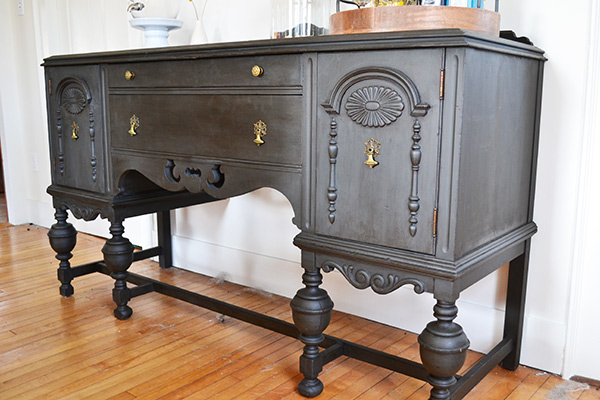 Antique Buffet Refinished In Annie Sloan Graphite Chalk Paint