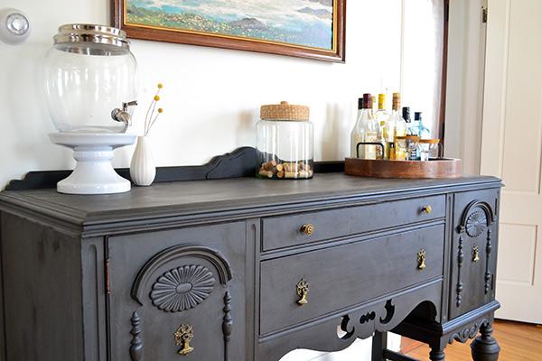 Antique Buffet Refinished In Annie Sloan Graphite Chalk Paint