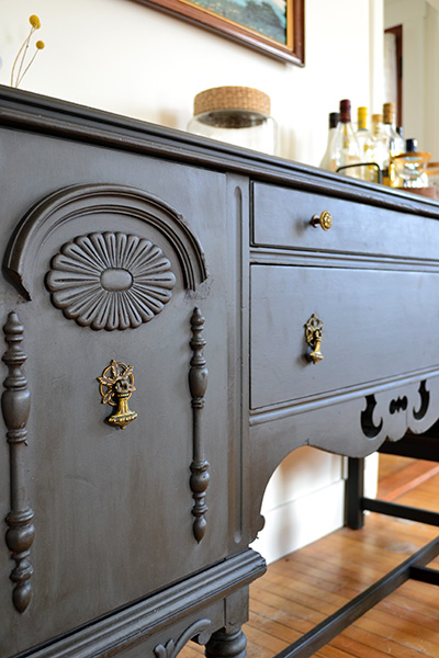 Antique Buffet Refinished In Annie Sloan Graphite Chalk Paint