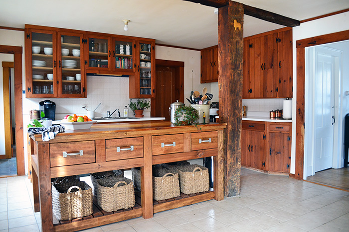 Rustic Wood Kitchen Island farmhouse renovation