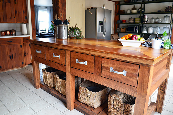 Rustic Wood Kitchen Island