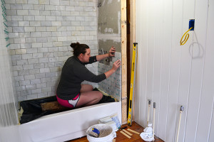 How to tile a shower with marble subway tiles