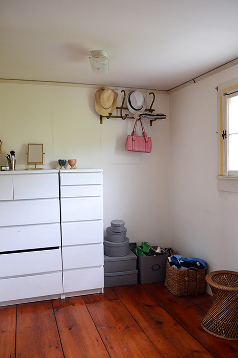 Renovation progress in the dressing room with white Ikea dressers