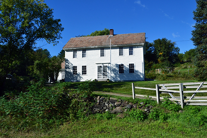 A circa 1781 white colonial farmhouse in Vermont