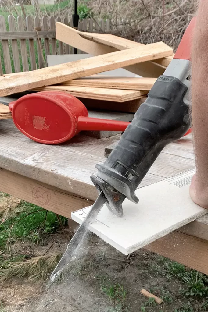Cutting cement board with a Sawzall