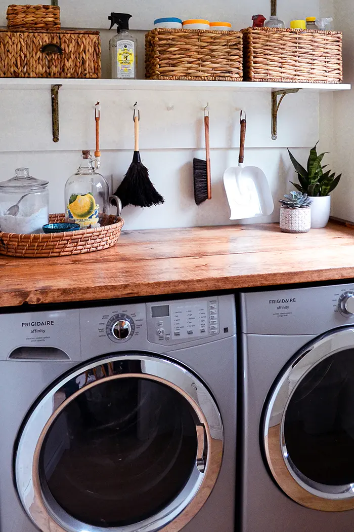 Easy DIY Wood Laundry Room Countertop for Folding