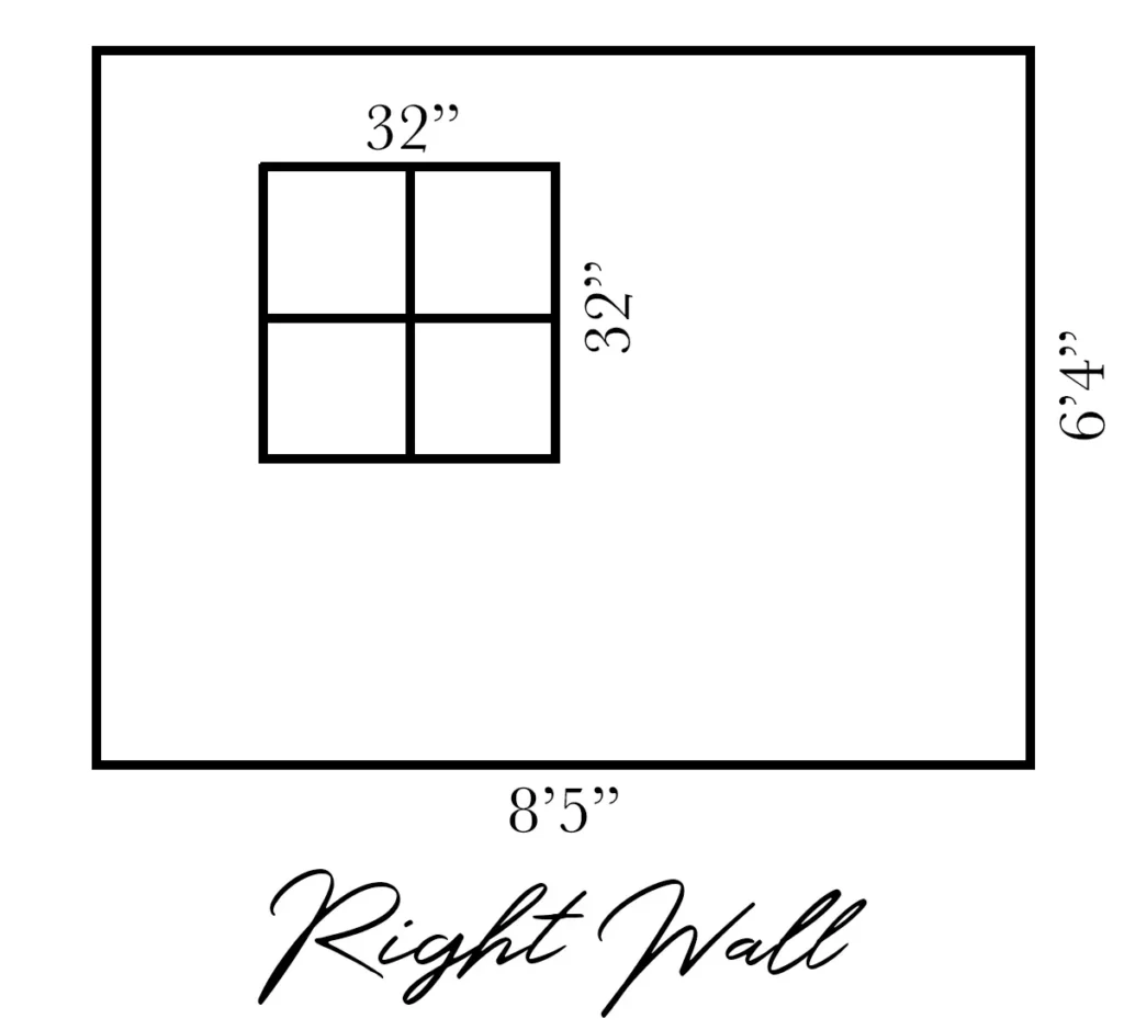 Playhouse elevation sketch of left wall with playhouse window