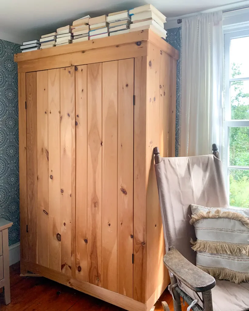 Unfinished pine wardrobe we built 8 years ago that is still awaiting a decision on whether to stain or paint