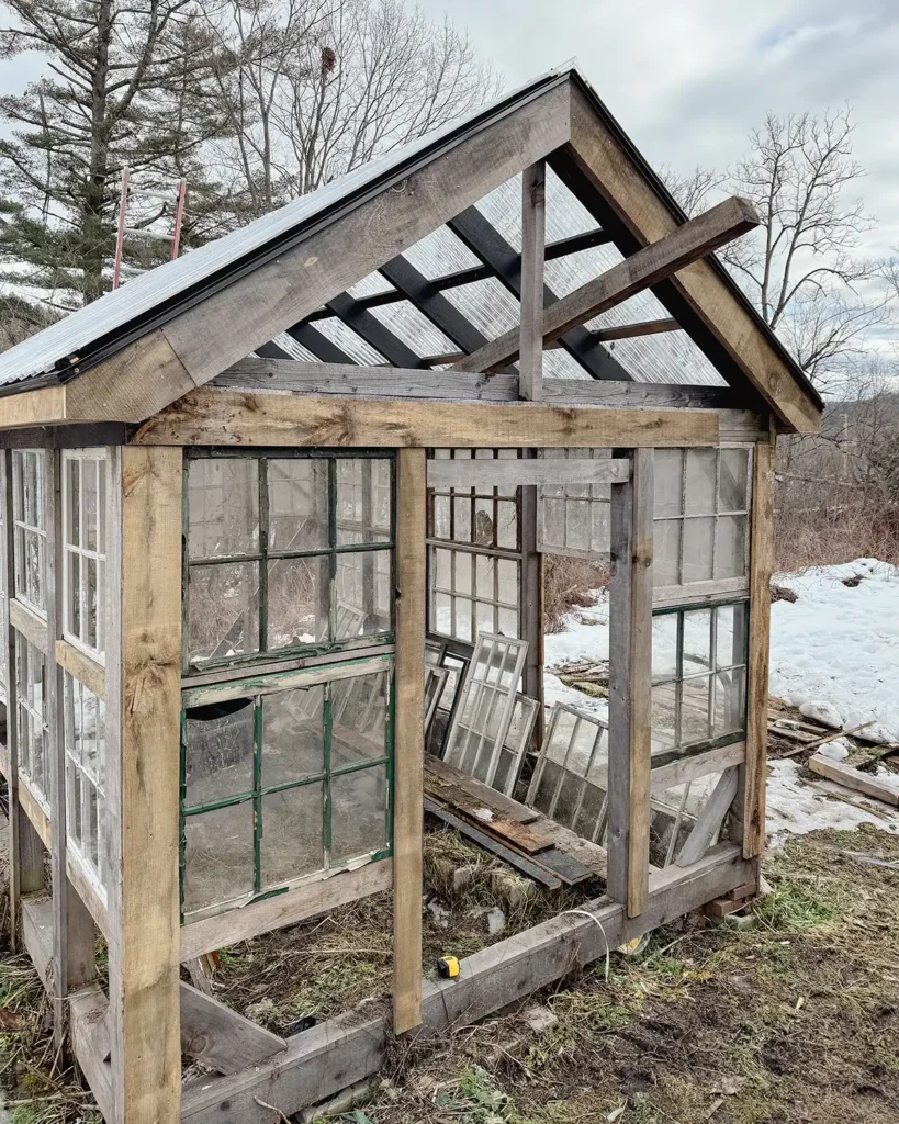 Building the greenhouse gable and deciding how to finish the gable with window sash and filling in with glass