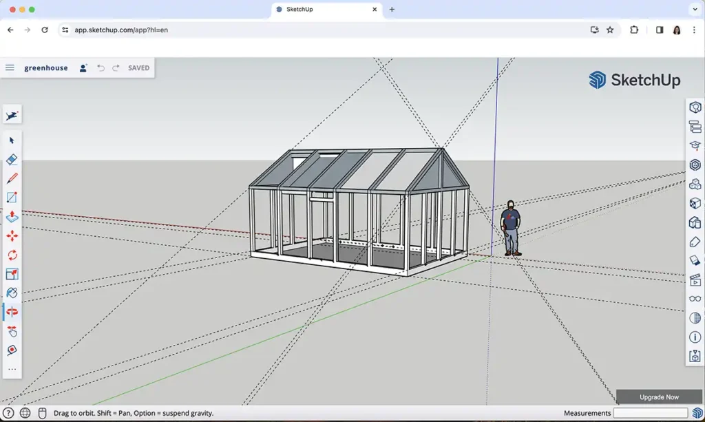 Using SketchUp to design our backyard greenhouse construction plans