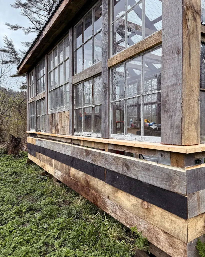 Making our own DIY exterior shiplap siding for our greenhouse, cut from rough-cut lumber from a local saw mill