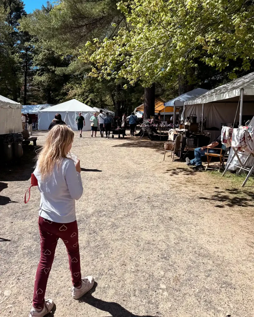 Shopping and perusing the vendor booths at the Hertan's field at Brimfield market